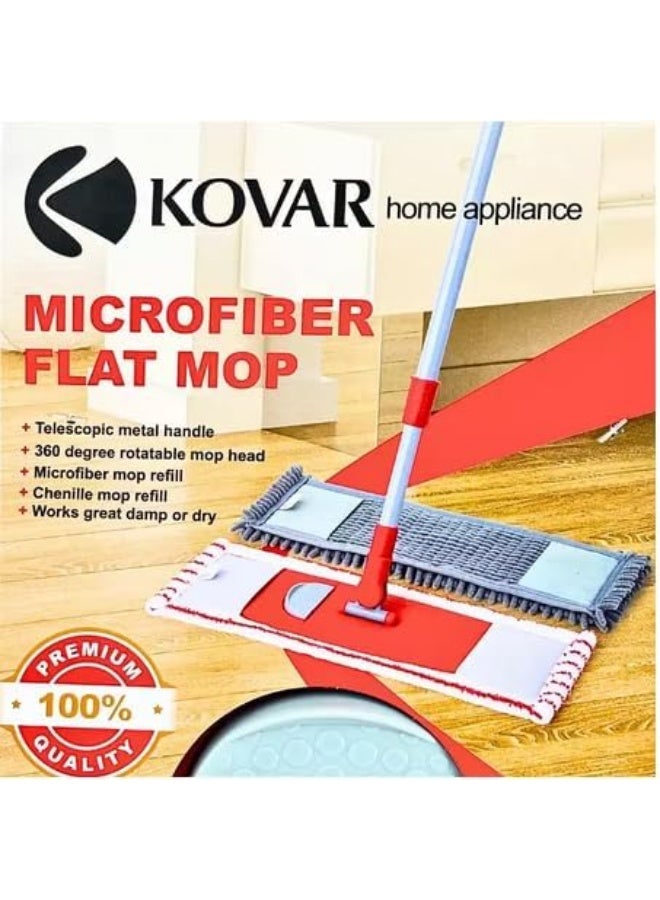 Kovar Microfiber Dust Mop with Stainless Steel Handle, Floor Cleaning Flat Mop - Image 2