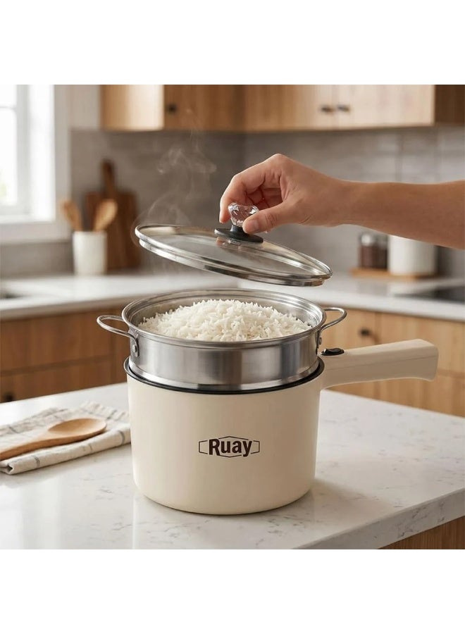 Ruay Electric Hot Pot with Steamer & Temperature Control, Non-Stick Pan Food Steamers,1.8L Capacity, 600W, RA92 - Image 4
