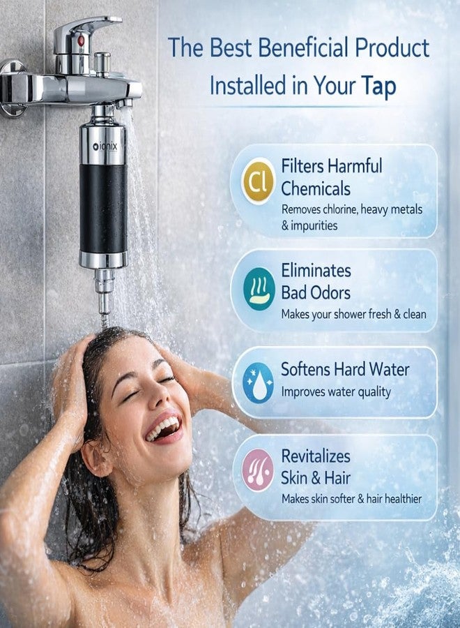 Ionix Tap Filter for Hard Water | Advanced Water Softener for Bathroom | Reduces Chlorine, Improves Hair & Skin | Universal Fit for Tap, Shower & Hand Shower | Easy Installation - Image 2