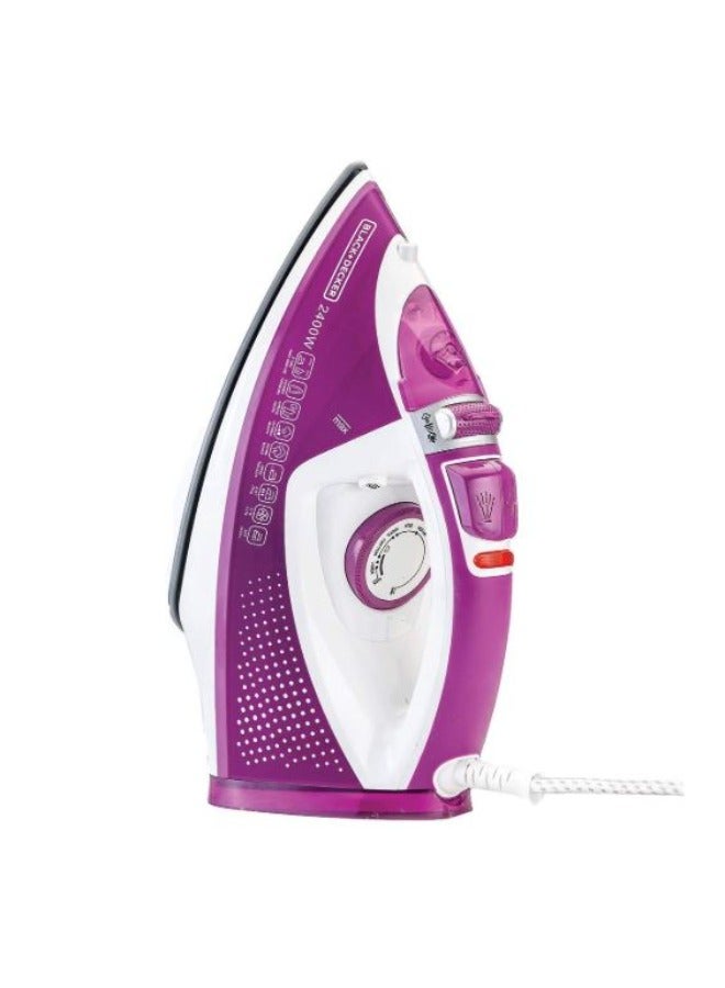 BLACK+DECKER Steam Iron - 2400 Watt - White/Purple - X2450-B5 320 ml 2400 W X2450-B5 White/Purple - Image 1