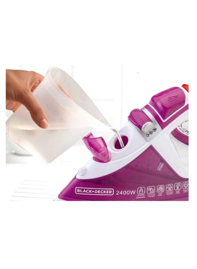 BLACK+DECKER Steam Iron - 2400 Watt - White/Purple - X2450-B5 320 ml 2400 W X2450-B5 White/Purple - Image 2