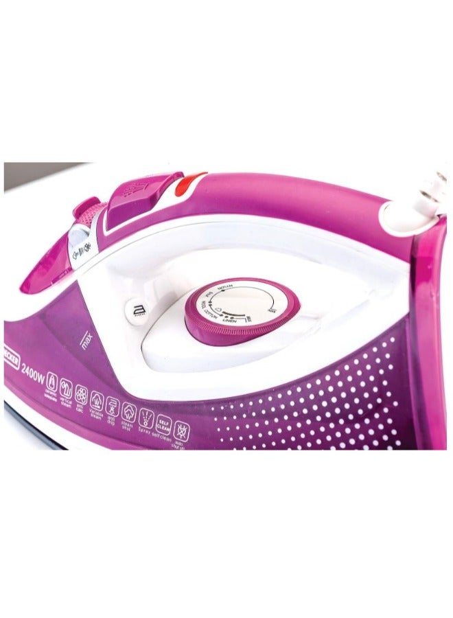 BLACK+DECKER Steam Iron - 2400 Watt - White/Purple - X2450-B5 320 ml 2400 W X2450-B5 White/Purple - Image 3