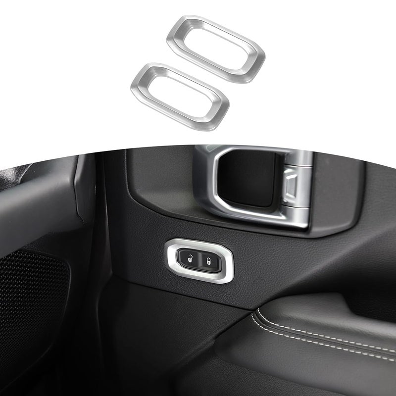 RT-TCZ Car Door Lock Switch Lid Button Decoration Trim ABS Cover for Jeep 2018-2020 JL Silver Color - Image 1