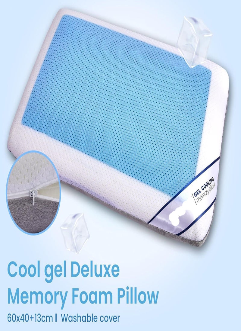 Blueberry وسادة فوم ميموري ديلوكس مع تقنية التبريد وغطاء قابل للإزالة - 60x40x13 سم - Image 2