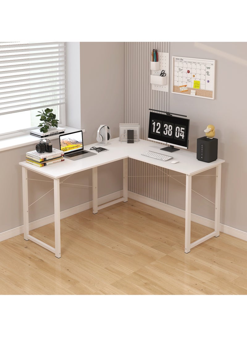 مكتب كمبيوتر على شكل L، مكتب واسع للألعاب والعمل المكتبي، بتصميم حديث وموفر للمساحة، هيكل متين، سهل التجميع - Image 4