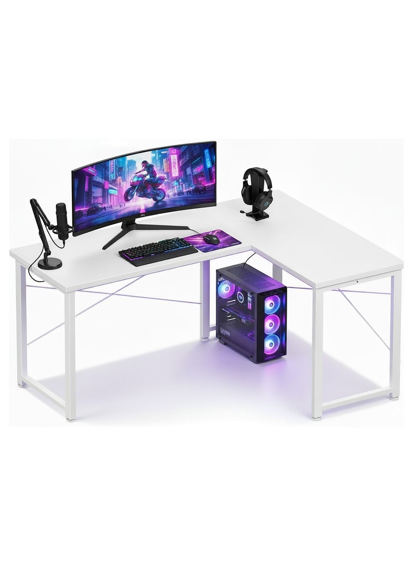 مكتب كمبيوتر على شكل L، مكتب واسع للألعاب والعمل المكتبي، بتصميم حديث وموفر للمساحة، هيكل متين، سهل التجميع - Image 1