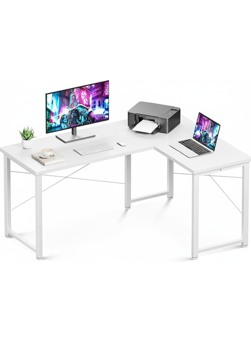 مكتب كمبيوتر على شكل L، مكتب واسع للألعاب والعمل المكتبي، بتصميم حديث وموفر للمساحة، هيكل متين، سهل التجميع - Image 2