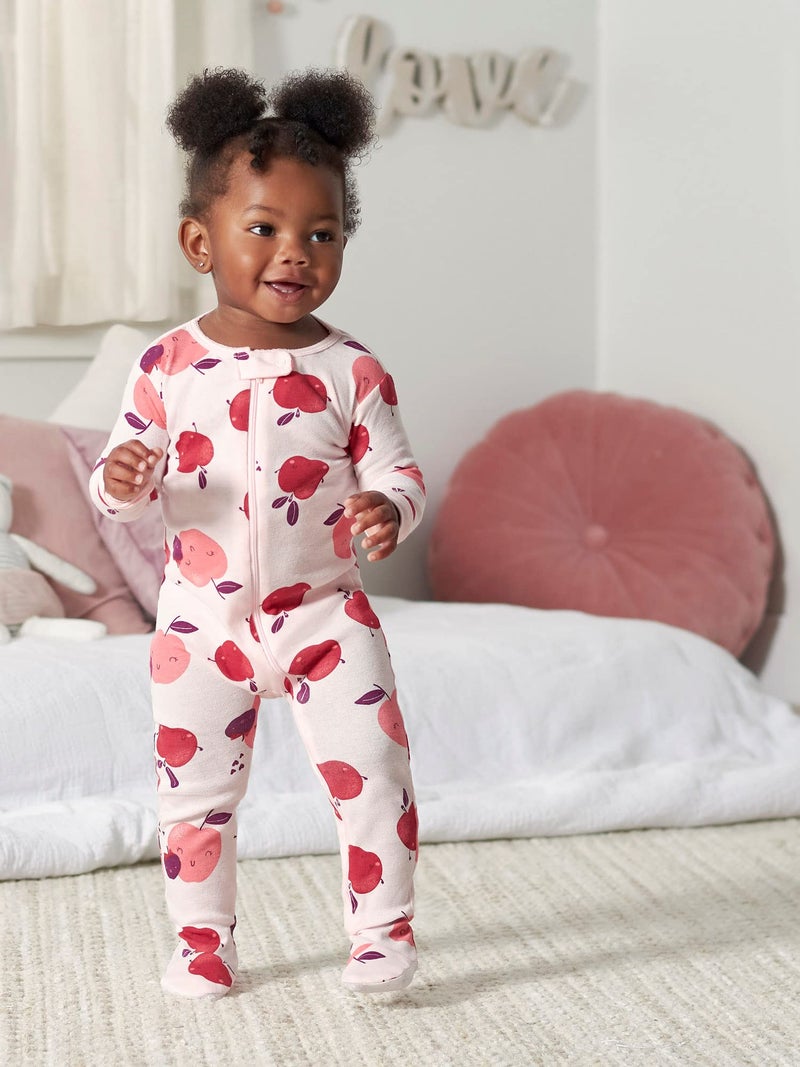 Gerber Baby Girls 4-pack Footed Pajamas And Toddler Sleepers, Apple And Woodland Floral, 9 Months US - Image 2