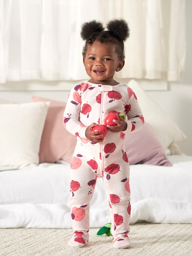 Gerber Baby Girls 4-pack Footed Pajamas And Toddler Sleepers, Apple And Woodland Floral, 9 Months US - Image 3