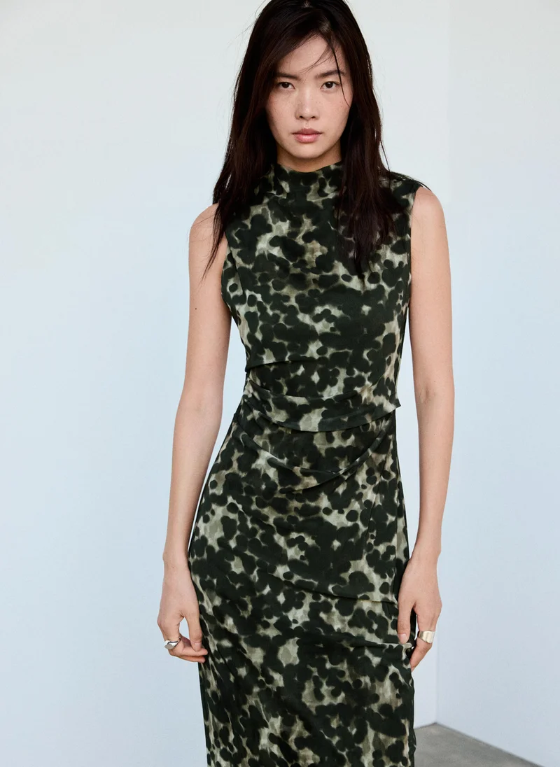 Mango Printed Mesh Dress