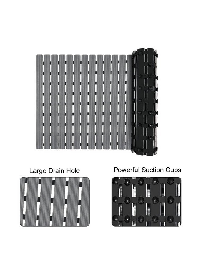 MBOSS Bath Tub Shower Mat Non Slip Bathtub Mats for Bathroom Shower Floor Mat Bath Mats for Shower Tub Anti Slip Shower Mat with Drain Hole and Large Suction Cups (Dark Grey, 37.5 X 15.7 Inch) - Image 2