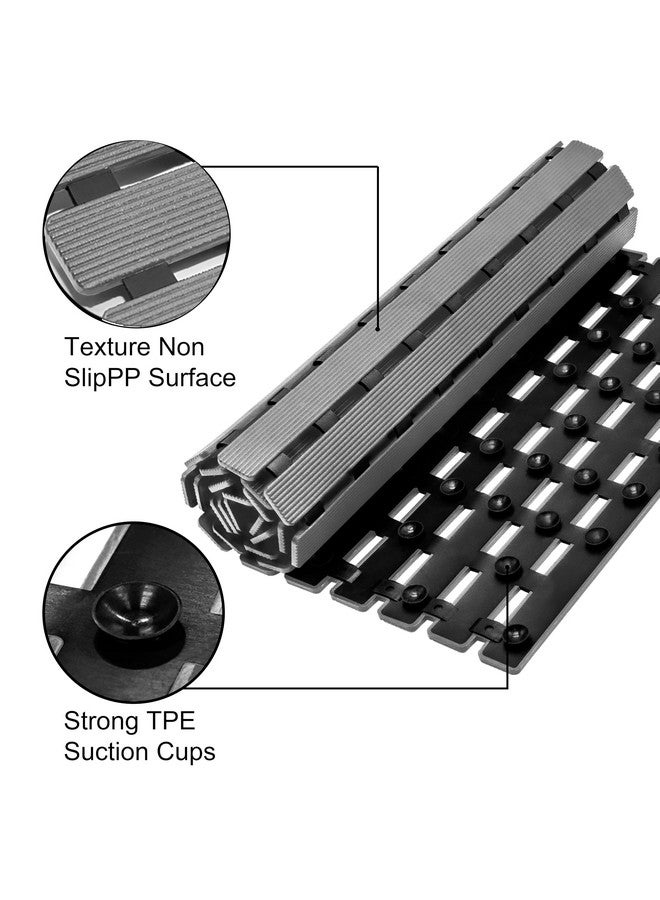 MBOSS Bath Tub Shower Mat Non Slip Bathtub Mats for Bathroom Shower Floor Mat Bath Mats for Shower Tub Anti Slip Shower Mat with Drain Hole and Large Suction Cups (Dark Grey, 37.5 X 15.7 Inch) - Image 3