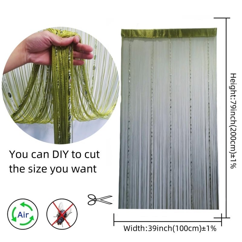 ave split 100cmX200cm Decorative Door String Curtain Beads Wall Panel Fringe Window Room Divider Blind for Coffee House Restaurant Parts Door Divider Tassel Screen Decoration (Grass green25) - Image 4