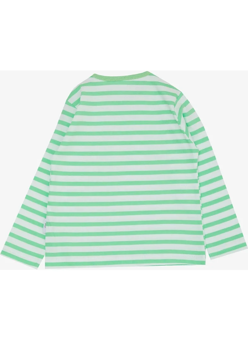 Breeze Baby Boy Long Sleeve T-Shirt Patchwork Striped 9 Months-3 Years, Pistachio Green