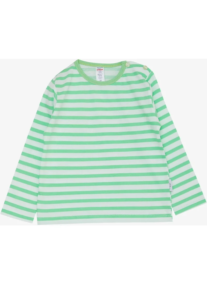 Breeze Baby Boy Long Sleeve T-Shirt Patchwork Striped 9 Months-3 Years, Pistachio Green