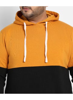 Instafab Plus Instafab Plus Men's Black & Mustard Yellow Contrast Panel Sweatshirt  - Image 2