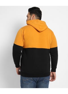 Instafab Plus Instafab Plus Men's Black & Mustard Yellow Contrast Panel Sweatshirt  - Image 3