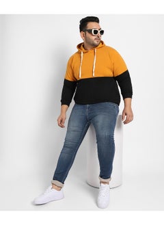 Instafab Plus Instafab Plus Men's Black & Mustard Yellow Contrast Panel Sweatshirt  - Image 1