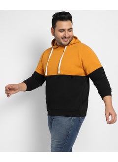 Instafab Plus Instafab Plus Men's Black & Mustard Yellow Contrast Panel Sweatshirt  - Image 4