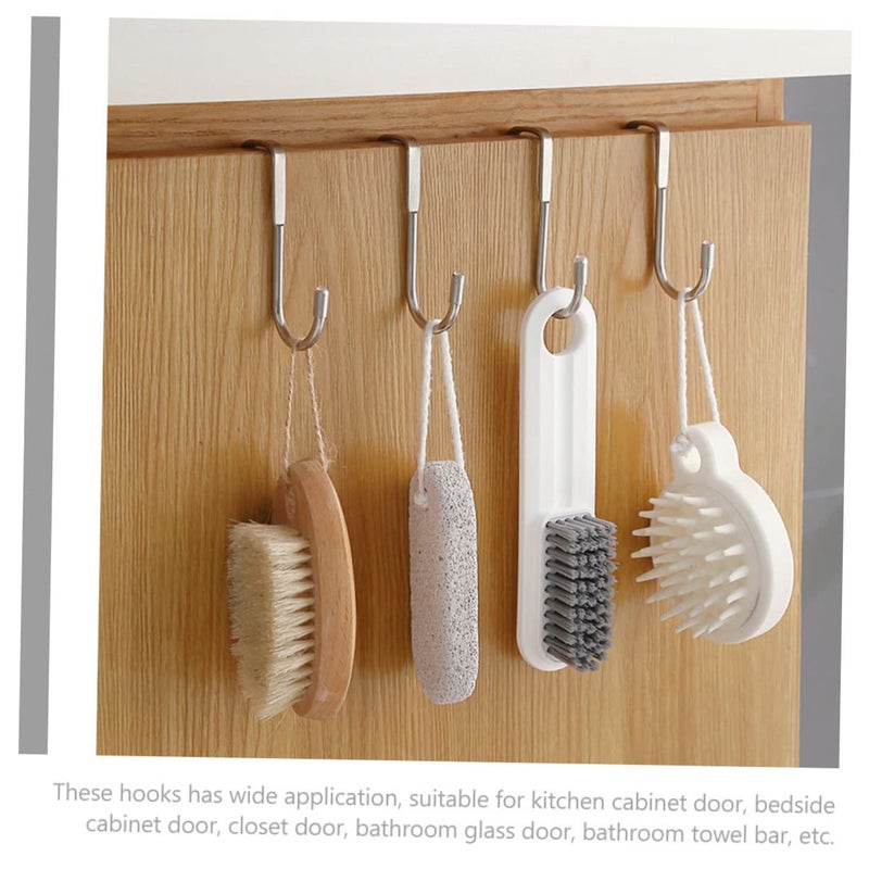 4Pcs Stainless Steel Over Door Towel Rack Space Saving Shower Hooks For Kitchen Bathroom - Image 3