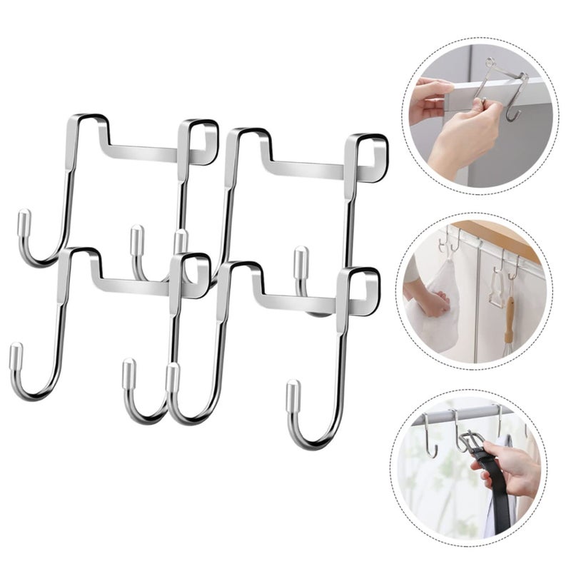 4Pcs Stainless Steel Over Door Towel Rack Space Saving Shower Hooks For Kitchen Bathroom - Image 4