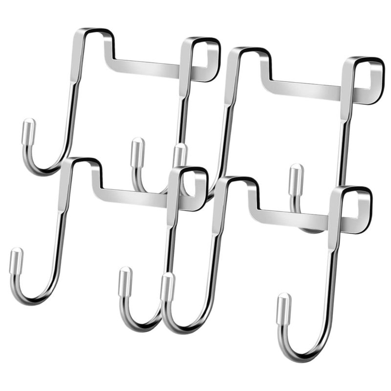 4Pcs Stainless Steel Over Door Towel Rack Space Saving Shower Hooks For Kitchen Bathroom - Image 2