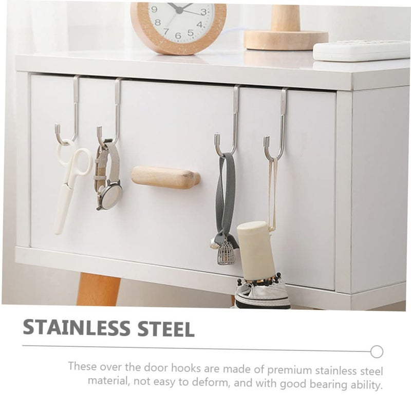 4Pcs Stainless Steel Over Door Towel Rack Space Saving Shower Hooks For Kitchen Bathroom - Image 5