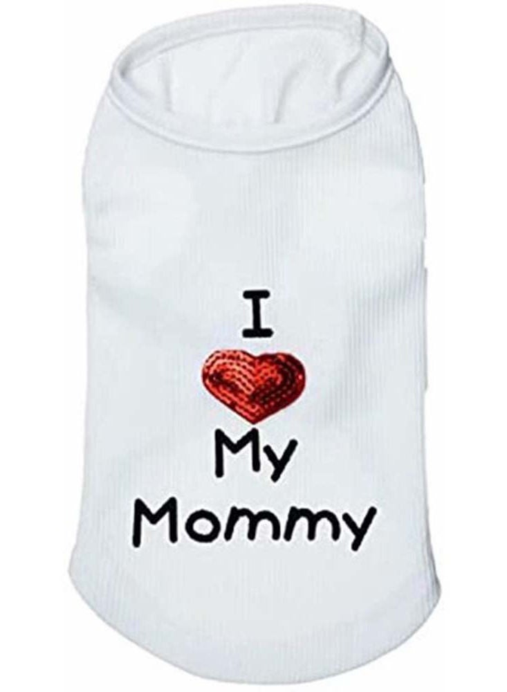 Petsary I Love My Mommy Dog Shirts Cat Shirts Dog Clothes Clothes Dog Costume Cute Heart Sequins for Small Dogs White - Image 1