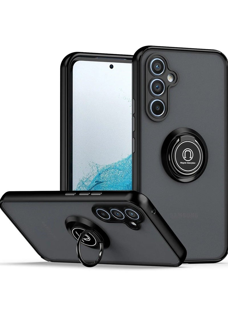 Samsung Galaxy A15 5G Rotational Metal Ring Kickstand Cover Anti Fingerprint Scratch Resistance Matte Finish Case Soft TPU Bumper Magnetic Car Mount Cover for Samsung Galaxy A15 5G - Image 1