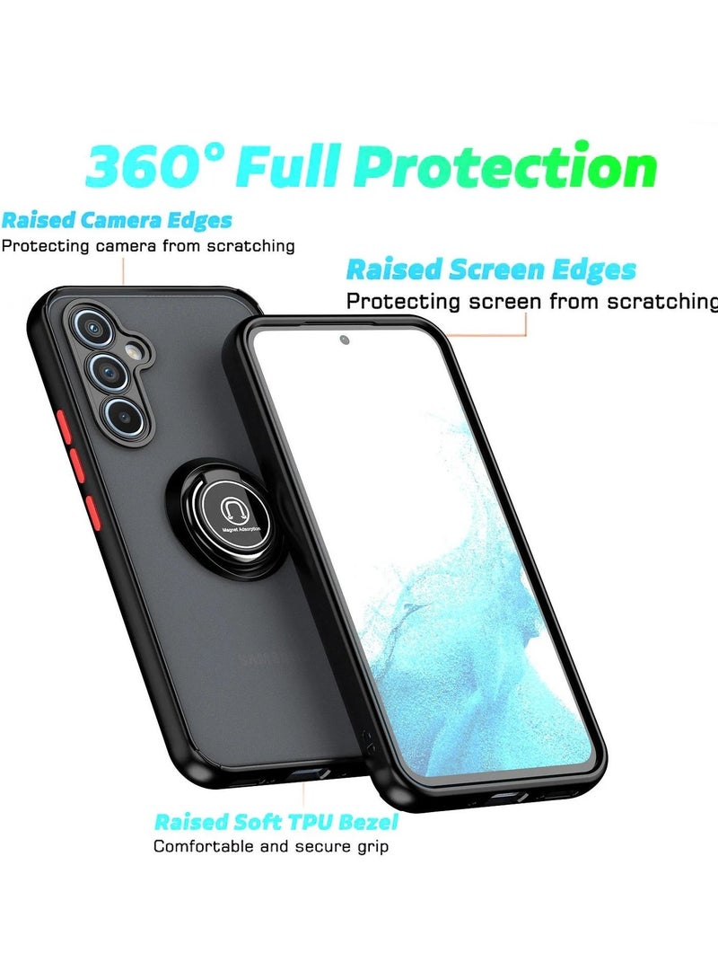 Samsung Galaxy A15 5G Rotational Metal Ring Kickstand Cover Anti Fingerprint Scratch Resistance Matte Finish Case Soft TPU Bumper Magnetic Car Mount Cover for Samsung Galaxy A15 5G - Image 5