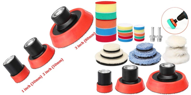 DIY Crafts With 5x Fur 5x Felt Pads, 3" inch Set, 7-16x Polishes Set 1/2/3" Drill Buffing Buffer Pad Polishing Pad Mix Size Kit, M14 Backing Pad Adapter P (With 5x Fur 5x Felt Pads, 3" inch Set) - Image 3