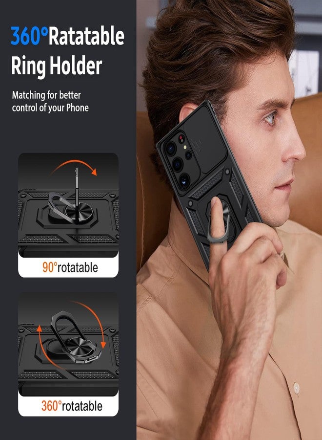 Weycolor for Samsung Galaxy S22 Ultra Case with Camera Lens Cover,10 FT Military Grade Drop Protection, Magnetic Ring Holder Kickstand Protective Phone Case for Samsung Galaxy S22 Ultra, Black - Image 5