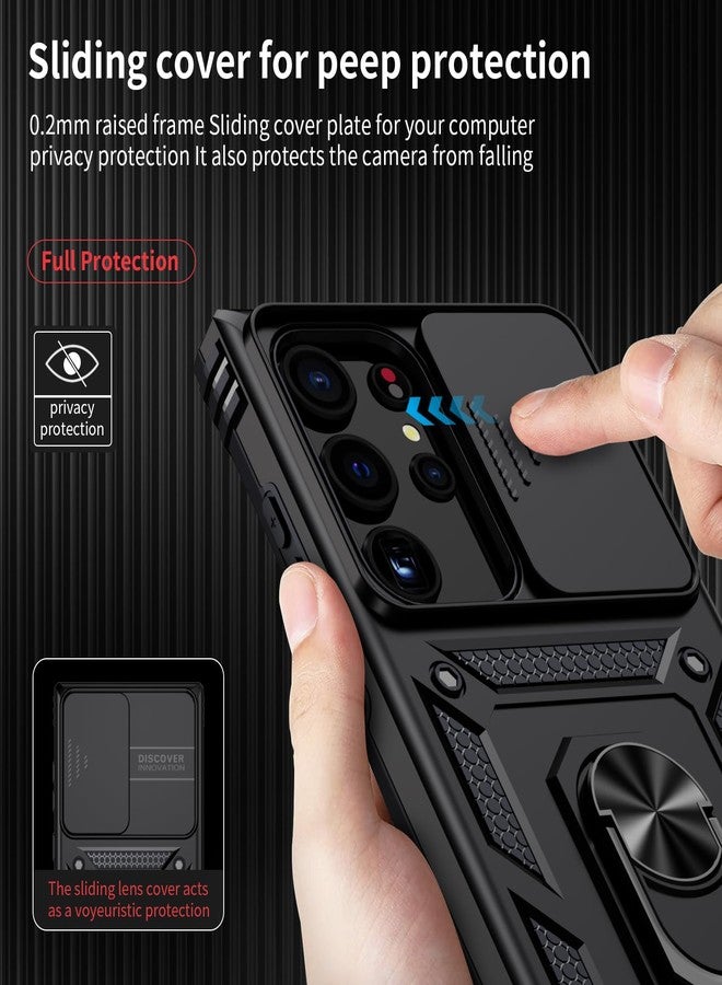 Weycolor for Samsung Galaxy S22 Ultra Case with Camera Lens Cover,10 FT Military Grade Drop Protection, Magnetic Ring Holder Kickstand Protective Phone Case for Samsung Galaxy S22 Ultra, Black - Image 3