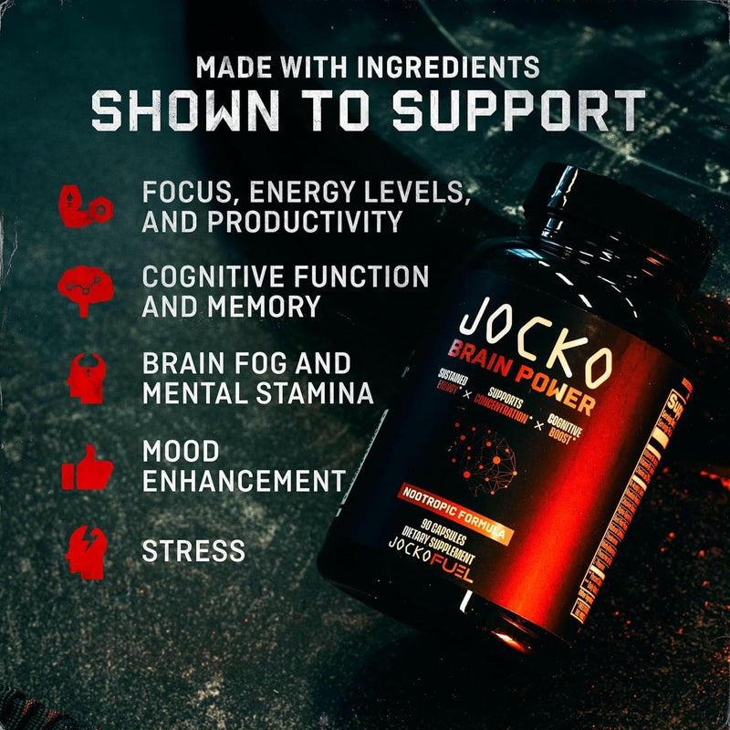 Jocko Fuel Brain Power  Nootropic Dietary Supplements for Memory  Focus wiht L Theanine L Carnitine Energy  Focus Supplement 90 Capsules - Image 5