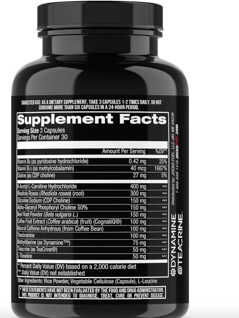 Jocko Fuel Brain Power  Nootropic Dietary Supplements for Memory  Focus wiht L Theanine L Carnitine Energy  Focus Supplement 90 Capsules - Image 3