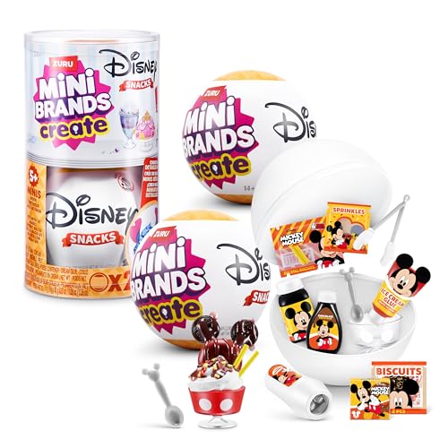Mini Brands Create Disney Snacks Series 1 Capsule by ZURU Licensed Mini Collectibles Mystery Blind Packaging DIY Crafts Resin Play Novelty Replica Food NOT Edible 8 2 Capsules - Image 1