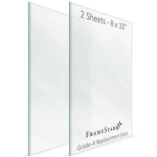 FrameStarr - 8x10 Heat Strengthened Glass - Crystal Clear, 2 Pack - Shatterproof & Scratch Proof Picture Frame Replacement Glass - Semi Tempered Cover Sheet - Image 1