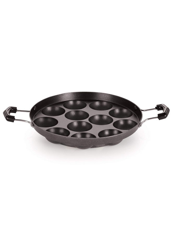 Nirlon Non-Stick Aluminium 12 Cavity Appam PatraPaniyarakkal | Paniyaram | Appam Pan | Pan Cake Maker | Ponganal Maker | Kuzhi Paniyaram | Paddu Tawa with 2 Side Handle[New_26mm_Classic_AP12_No_LID] - Image 1