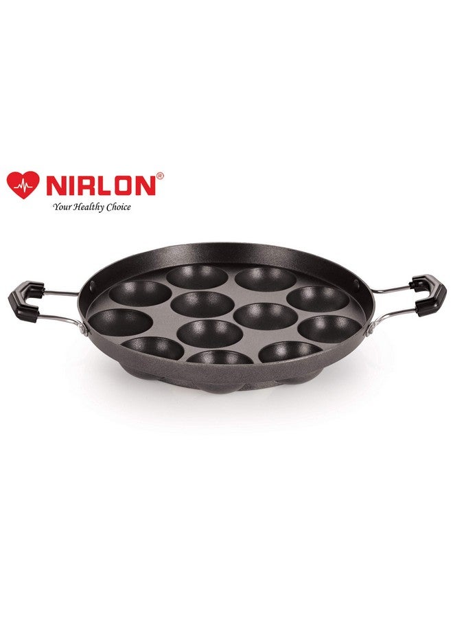 Nirlon Non-Stick Aluminium 12 Cavity Appam PatraPaniyarakkal | Paniyaram | Appam Pan | Pan Cake Maker | Ponganal Maker | Kuzhi Paniyaram | Paddu Tawa with 2 Side Handle[New_26mm_Classic_AP12_No_LID] - Image 2