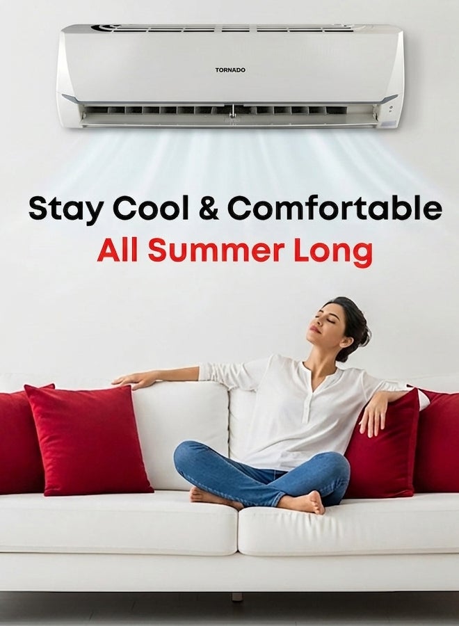 TORNADO 1 Ton Split Air Conditioner 12000 BTU, Cool Only, Super Jet Fast Cooling, T3 Tropical Compressor, R32 Refrigerant, Auto Swing, White - TH-C12BEE , 5-Year Compressor Warranty, 1-Year Free Warranty TH-C12BEE white - Image 2