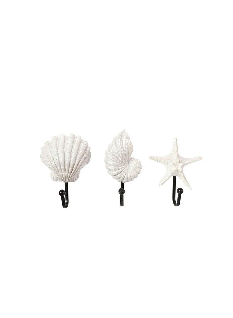 KASTWAVE Coat Hooks Wall Mounted, KASTWAVE Beach Themed Wall Hooks Towel Hat Coat Hangers Sea Star Seashell Wall Decorations for Bathroom Bedroom or Kitchen (3pcs)  - Image 1