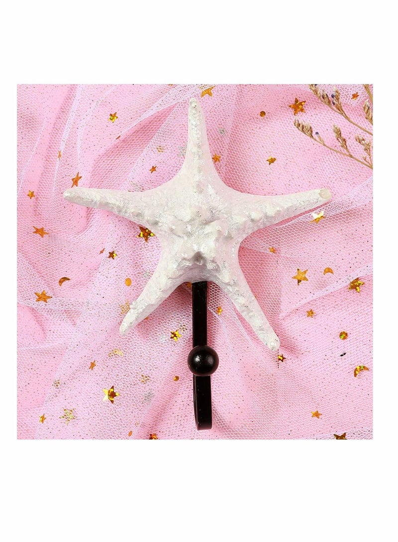 KASTWAVE Coat Hooks Wall Mounted, KASTWAVE Beach Themed Wall Hooks Towel Hat Coat Hangers Sea Star Seashell Wall Decorations for Bathroom Bedroom or Kitchen (3pcs)  - Image 4