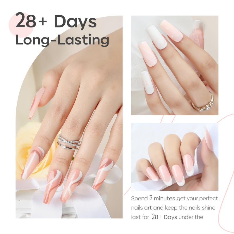 modelones Gel Nail Polish Set - 6 Colors Nude Pink Milky White Gel Polish Set Light Neutral Pink Nail Polish Barely Pink Soak Off LED Starter Kit Popular Nail Art DIY Manicure Gifts - Image 4