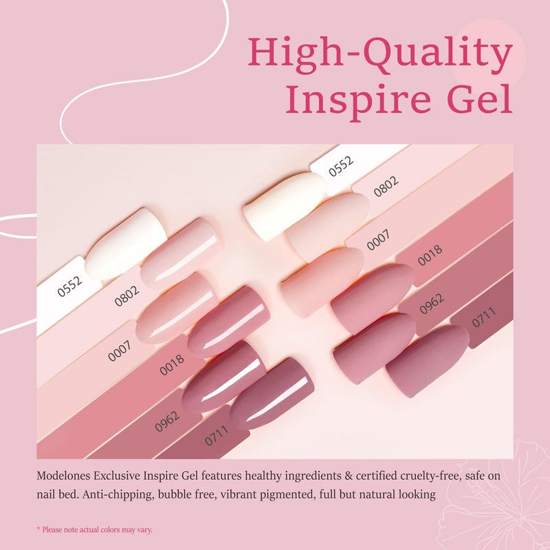 modelones Gel Nail Polish Set - 6 Colors Nude Pink Milky White Gel Polish Set Light Neutral Pink Nail Polish Barely Pink Soak Off LED Starter Kit Popular Nail Art DIY Manicure Gifts - Image 2