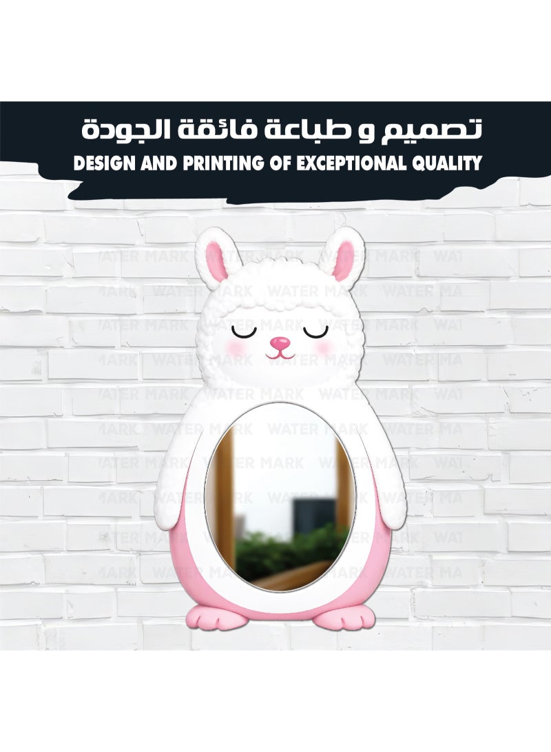 A children's wall mirror in the shape of a cartoon llama, unisex, made of high-quality wood with a cute and fun design, safe for children and unbreakable, lightweight and easy to install, ideal for decorating children's rooms and adding a beautiful and cheerful touch to the place. - Image 2