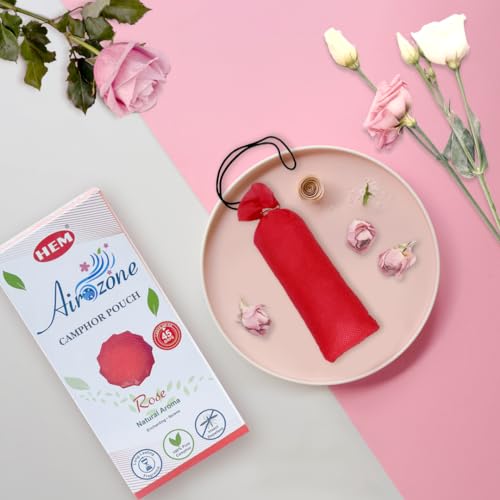 Hem Airozone Rose Camphor Pouch | Air Freshener for Car, Wardrobe, Drawers, Kitchen & Travel Bags | Floral Aroma for Purification & Insect Repellent | Pack of 1-60g Each - Image 2