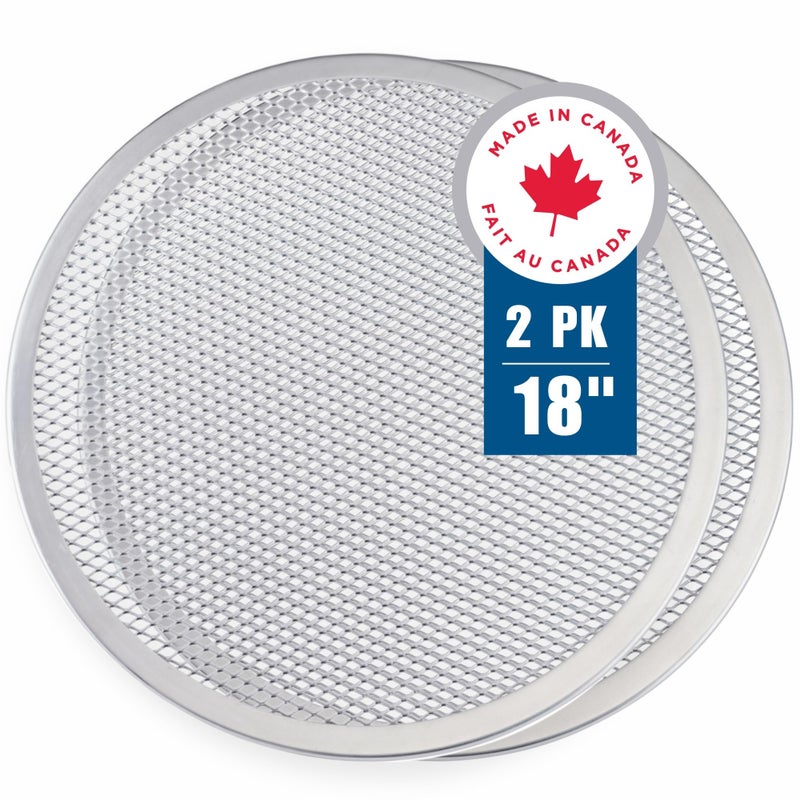 Norjac 18 Inch Pizza Screen 2 Pack  Aluminum Mesh for Oven Seamless RustFree Durable Baking Trays for Crispy Crusts