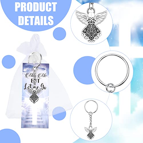 Nosiny 108 Pieces Funeral Favors Thank You Set Includes 36 Angel Keychains 36 Organza Bags 36 Miss Me But Let Me Go Prayer Cards Angel Charm Guest Gift for Celebration of Life Funeral Memorial Party - Image 4