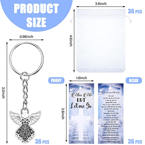 Nosiny 108 Pieces Funeral Favors Thank You Set Includes 36 Angel Keychains 36 Organza Bags 36 Miss Me But Let Me Go Prayer Cards Angel Charm Guest Gift for Celebration of Life Funeral Memorial Party - Image 2