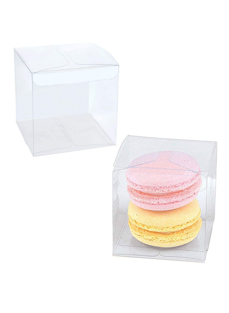 MARKQ صناديق هدايا شفافة مقاس 12 × 12 × 14 سم، 12 قطعة من صندوق شفاف من البولي فينيل كلوريد للهدايا والكعك والحلوى والبسكويت وحفلات الزفاف وحفلات استقبال المولود (قاعدة ذهبية) - Image 1